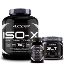 Kit Whey Protein Iso-X 2Kg + Vitamina C 60 Cáps + Glutamina Glt 150g - XPRO Nutrition