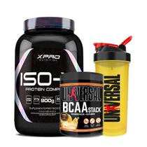 Kit Whey Protein Iso-X 900g - XPRO Nutrition + BCAA Stack 250g + Coqueteleira 600ml - Universal