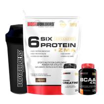 KIT Whey Protein Isolado Six Gold + ZMA 2Kg + Power Creatina 100g + BCAA 100g + Coqueteleira - BodyBuilders