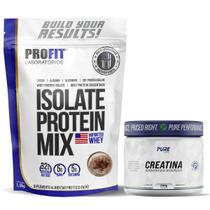 Kit Whey Protein Mix 1,8Kg Profit Chocomalte + Creatina Pura 500g Pure Athletic
