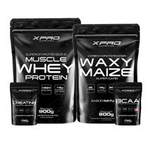 Kit Whey Protein Muscle Whey 900g + Creatina 100g + BCAA 100g + Waxy Maize 800g - XPRO Nutrition