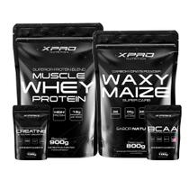 Kit Whey Protein Muscle Whey 900g + Creatina 100g + BCAA 100g + Waxy Maize 800g - XPRO Nutrition Kit Whey Protein Muscle Whey 900g + Creatina 100g + BCAA 100g + Waxy Maize 800g - XPRO Nutrition