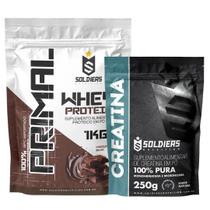 Kit: Whey Protein Primal 1Kg 100% Importado + Creatina Monohidratada 250g - Soldiers Nutrition