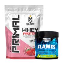 Kit: Whey Protein Primal 1Kg 100% Importado + Pré- Treino Flames - Soldiers Nutrition