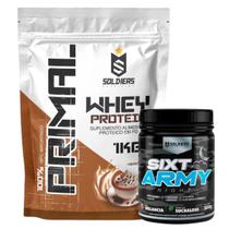 Kit: Whey Protein Primal 1Kg 100% Importado + Pré-Treino Sixt Army - Soldiers Nutrition