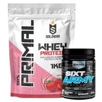 Kit: Whey Protein Primal 1Kg 100% Importado + Pré-Treino Sixt Army - Soldiers Nutrition