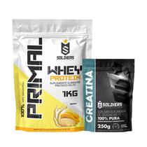 Kit Whey Protein Primal 1Kg Banana e Creatina 250g Soldiers Nutrition