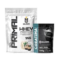 Kit Whey Protein Primal 1Kg Beijinho e Creatina 250g Soldiers Nutrition