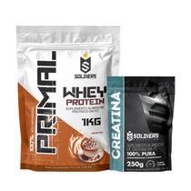 Kit Whey Protein Primal 1Kg Mocaccino e Creatina 250g Soldiers Nutrition