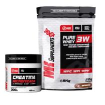 Kit Whey Protein Pure Whey 3W 1,8Kg + Creatina Micronizada 300g - MK Supplements