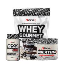 Kit Whey Protein Refil + Creatina 300g + BCAA 100 cáps Gourmet - FN Forbis Nutrition