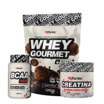 Kit Whey Protein Refil + Creatina 300g + BCAA 100 cáps Gourmet - FN Forbis Nutrition