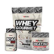 Kit Whey Protein Refil + Creatina 300g + BCAA 100 cáps Gourmet - FN Forbis Nutrition