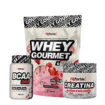 Kit Whey Protein Refil + Creatina 300g + BCAA 100 cáps Gourmet - FN Forbis Nutrition