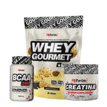 Kit Whey Protein Refil + Creatina 300g + BCAA 100 cáps Gourmet - FN Forbis Nutrition