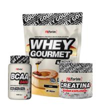 Kit Whey Protein Refil + Creatina 300g + BCAA 100 cáps Gourmet - FN Forbis Nutrition