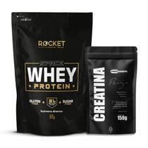 Kit Whey Protein Rocket 900g e Creatina 150g Hipertrofia Academia Fitness Kit Whey Protein Rocket 900g e Creatina 150g Hipertrofia Academia Fitness