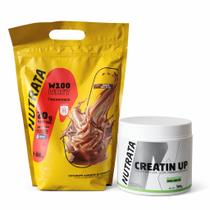 Kit Whey Protein W100 Nutrata Refil 900g + Creatina Monohidratada Nutrata 300g Ganho de Massa e Força