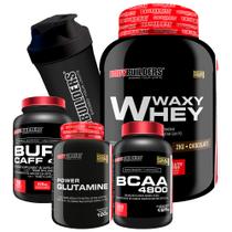 Kit Whey Protein Waxy Whey - 2kg Bau + Cafeína + BCAA 250 Cáps + Glutamina + Coq 600ml- Bodybuilders