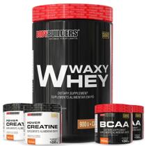 Kit Whey Protein Waxy Whey 900g 2x BCAA 100g 2x Power Creatina 100g Bodybuilders