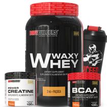 Kit Whey Protein Waxy Whey Pote 2kg + BCAA 4,5 100g + Power Creatina 100g + Coqueteleira 600ml - Kit para Ganho de Massa Muscular e Força- Kit Whey Protein Waxy Whey Pote 2kg + BCAA 4,5 100g + Power Creatina 100g + Coqueteleira 600ml - Kit para Ganho de Massa Muscular e Força-