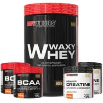 Kit Whey Protein Waxy Whey Pote 900g 2x BCAA 100g 2x Power Creatina 100g Bodybuilders