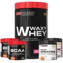 Kit Whey Protein Waxy Whey Pote 900g 2x BCAA 100g 2x Power Creatina 100g Bodybuilders