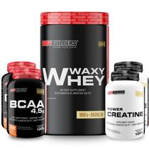 Kit Whey Protein Waxy Whey Pote 900g + 2x BCAA 100g + 2x Power Creatina 100g - Kit para Ganho de Massa Muscular