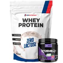 Kit Whey Protein Zero Lactose 900g Natural + Pré Treino XtremeUp 300g Uva NEWNUTRITION