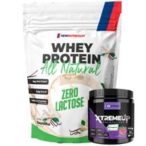 Kit Whey Protein Zero Lactose All Natural Baunilha + Pré Treino XtremeUp Uva NEWNUTRITION