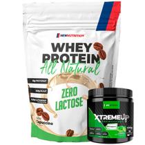 Kit Whey Protein Zero Lactose All Natural Capuccino + Pré Treino XtremeUp Limão NEWNUTRITION