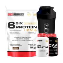 Kit Whey Six Gold Zma Cho + Creatina + Bcaa + Coqueteleira Kit Whey Six Gold Zma Cho + Creatina + Bcaa + Coqueteleira