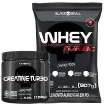 Kit Whey Turbo 907g + Creatina Turbo 150g - Black Skull