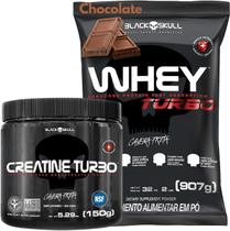 Kit Whey Turbo 907g mais Creatina Turbo 150g - Black Skull