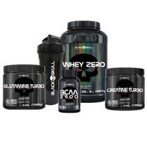 Kit Whey Zero (Morango) + BCAA + Glutamina + Creatina + Shaker