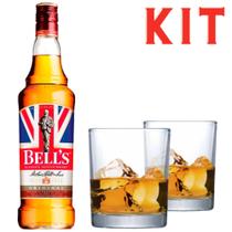 Kit whisky Bells 700ml com 2 copos de vidro