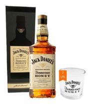 Kit Whisky De Mel Jack Daniels Honey 1 Litro + 2 Copos Vidro