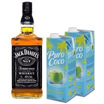 Kit Whisky Jack Daniels Nº 7 Tennessee 1L+ 2 Água De Coco 1L