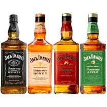 Kit Whisky Jack Daniels Old + Honey + Fire + Apple (1 Litro)