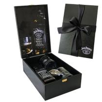 Kit Whisky Jack Daniels Presente + 2 Copos Vidro + Dosador