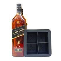 Kit Whisky Johnnie Walker Black Label 12 Anos 1lts + cartucho e forma de gelo de silicone