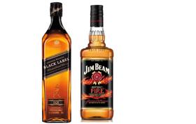 Kit Whisky Johnnie Walker Black Label + Jim Beam Fire 1l cd - Johnnie Walker e Jim Beam