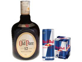 Kit Whisky Old Parr Grand 12 anos Escocês - 750ml + Energética Red Bull 250ml 4 Unidades