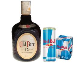 Kit Whisky Old Parr Grand 12 anos Escocês - 750ml + Energético Red Bull Zero 250ml 4 Unidades