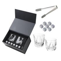 Kit Whisky Premium 2 Copos Pedras de Granito Pinça Kit Whisky Premium 2 Copos Pedras de Granito Pinça