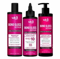 Kit widi care bond gloss repair - shampoo, máscara líquida e leave in 2 em 1