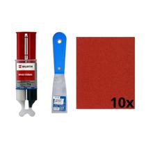 Kit wurth cola epóxi 25g + espátula 1½ aço + 10 lixa 150
