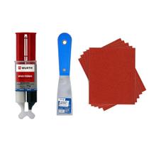 Kit wurth cola epóxi 25g + espátula 1½ aço + 5 lixa 150