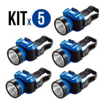 KIT x 5 Lanterna De Cabeça 9 LEDs Poderosa, recarregável e seguro! Ideal para Ar-livre Até 150m