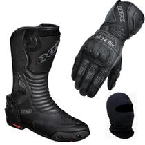 Kit X11 Bota Race Track Luva Impact 2 Cano Curto Balaclava.